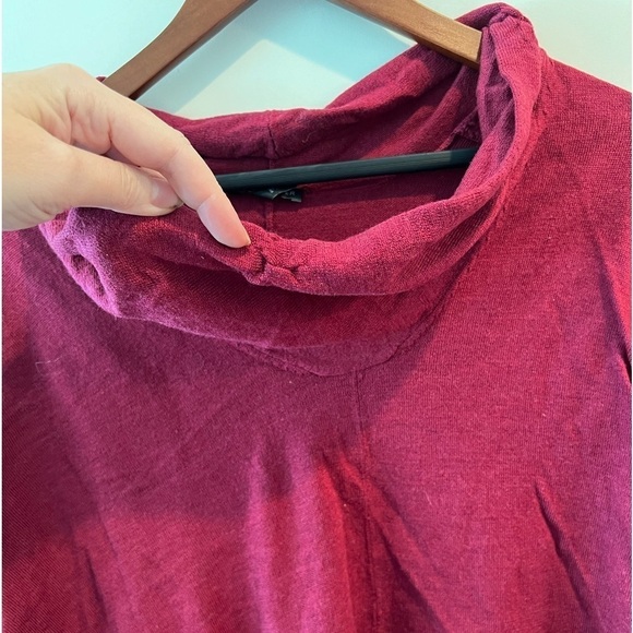 Eileen Fisher Maroon Red Merino Wool Cowl Neck Drape Oversized - Picture 6 of 15